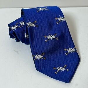 Rare Polo Ralph Lauren Hand Made in Italy Navy All Over Logo Polo Horses Tie